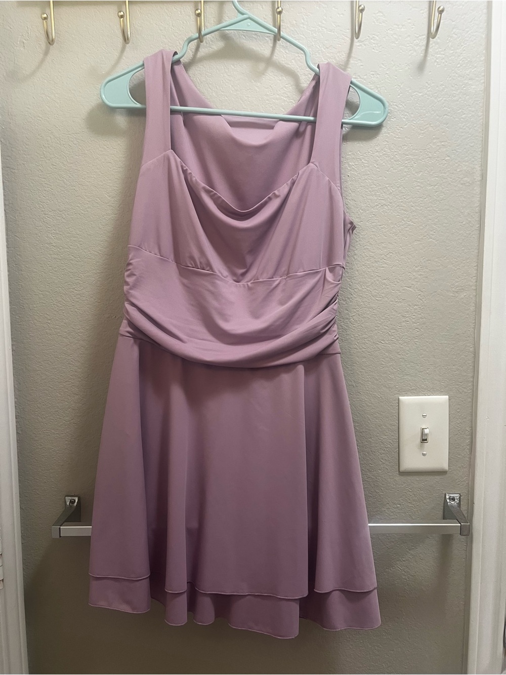 Amazon Lavender Sleeveless Cowl Neck Mini Dress